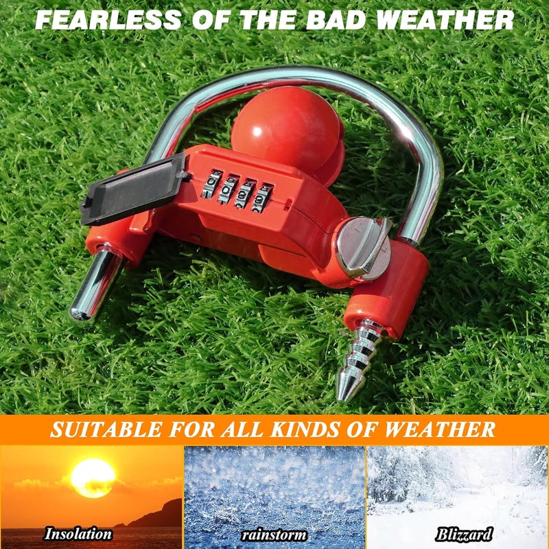 Funmit Trailer Lock Universal Hitch Lock with Combination Lock, fit 1-7/8", 2", 2-5/16" Coupler, Camper Accessories for Travel Trailers Boats Trucks Rvs Red - Image 3